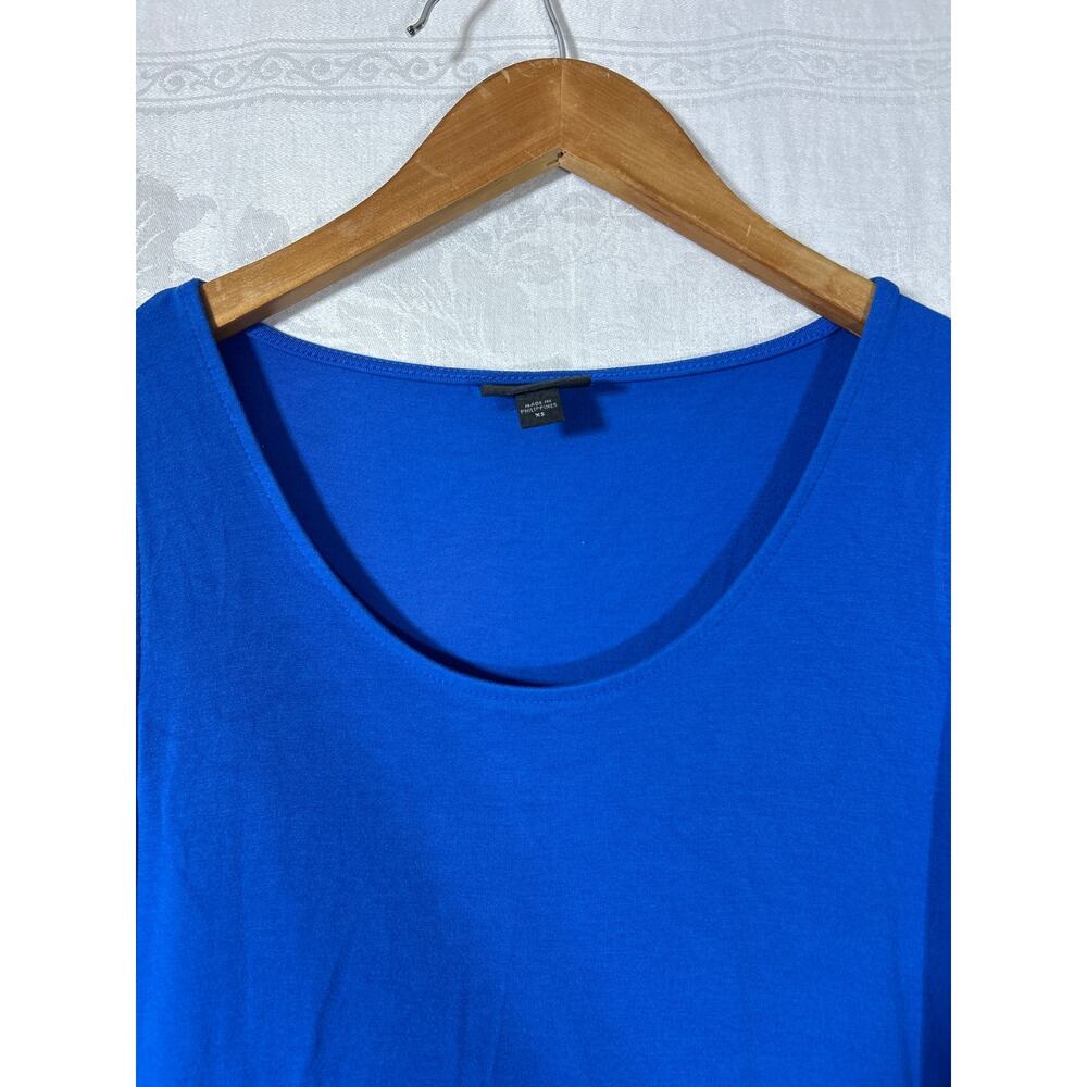 J Jill Wearever Tank Dress XS Blue Midi Maxi Ruffle Stretch Travel Jersey - Picture 4 of 9